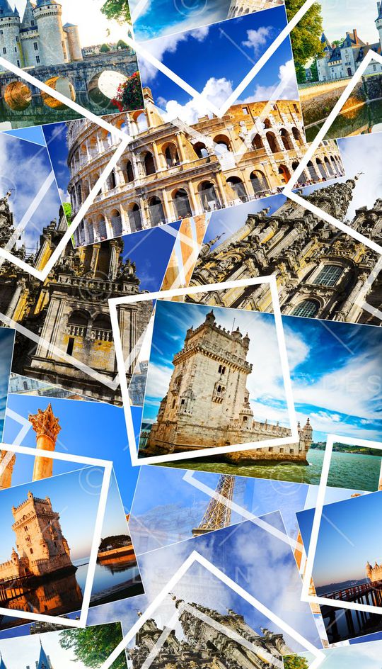 时尚欧洲建筑风景印花华亿平台图片