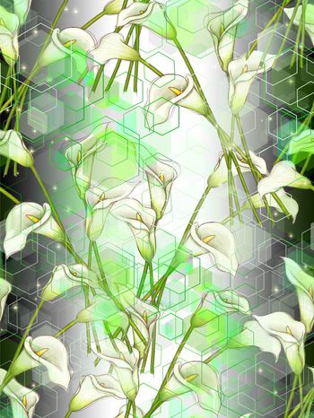 686867-245-立体多边形手绘马蹄莲印花