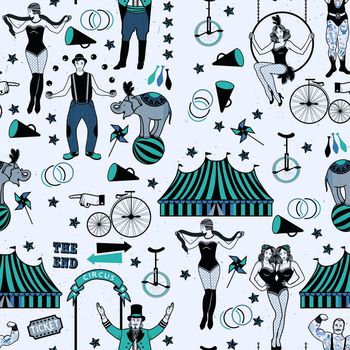 686937-马戏团动物人物蓝