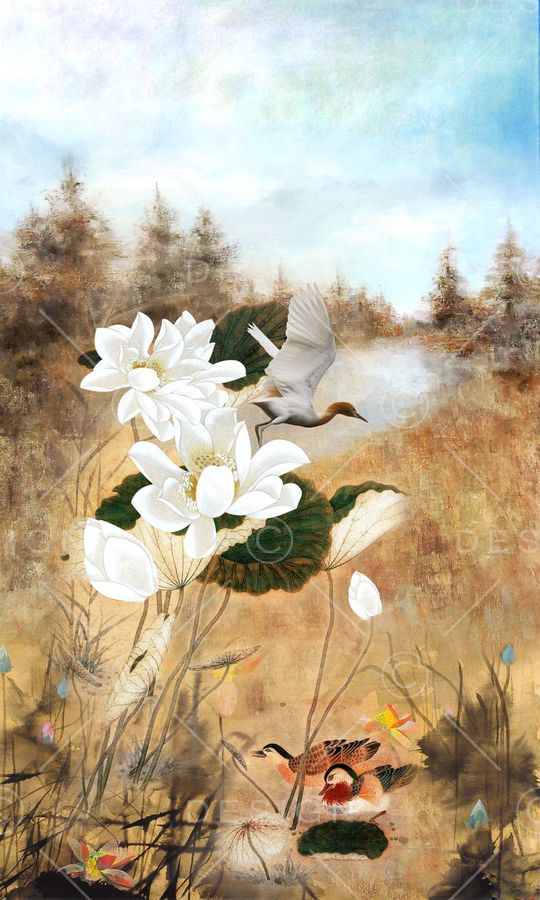 荷花印花华亿平台图片