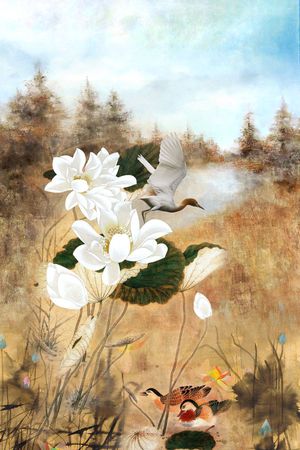 荷花印花华亿平台图片