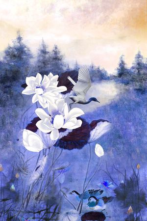 荷花印花华亿平台图片