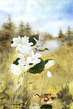 荷花印花华亿平台图片