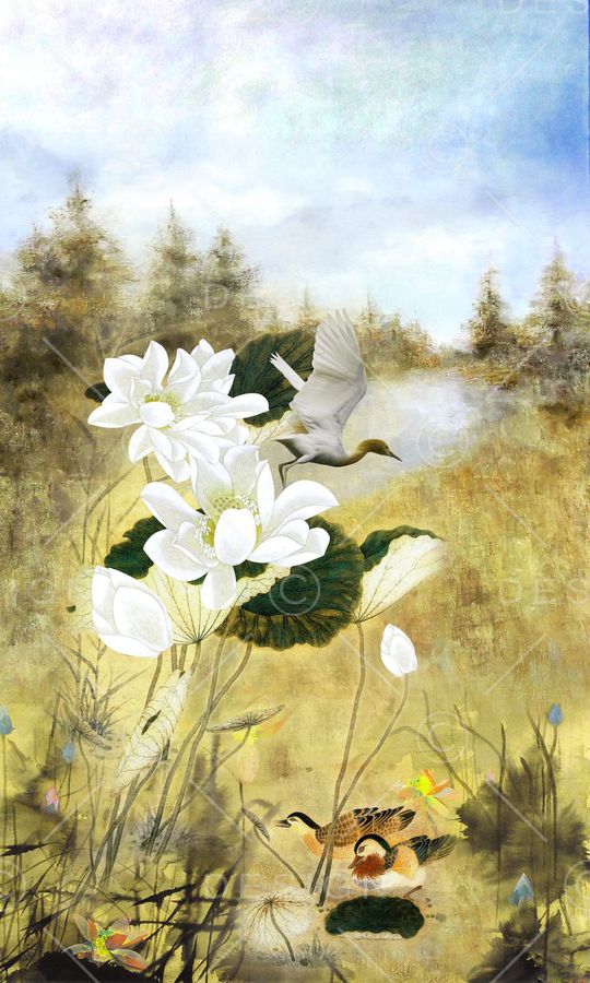 荷花印花华亿平台图片