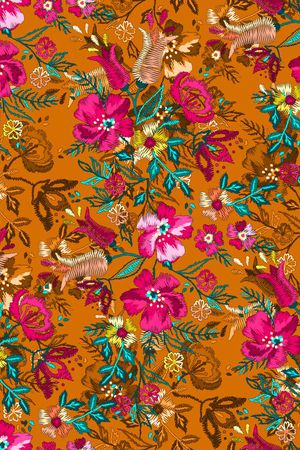 绣花花卉印花华亿平台图片