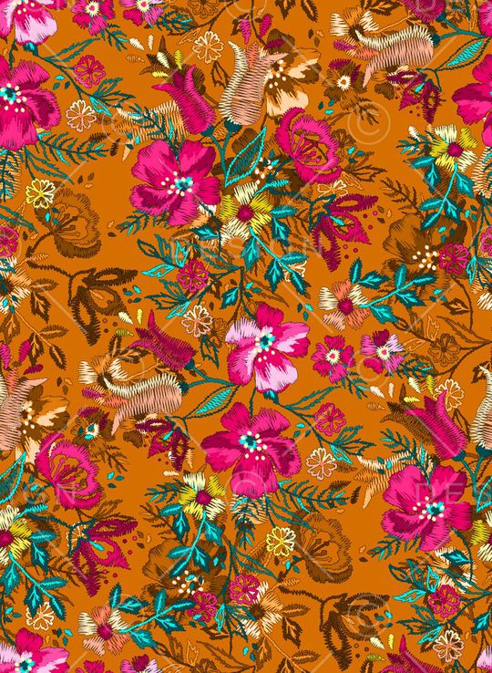 绣花花卉印花华亿平台图片