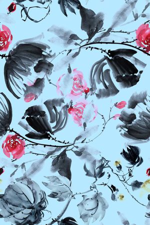 水墨印花华亿平台图片