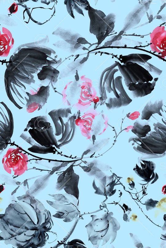 水墨印花华亿平台图片