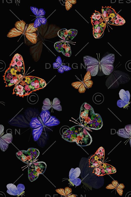 蝴蝶印花华亿平台图片