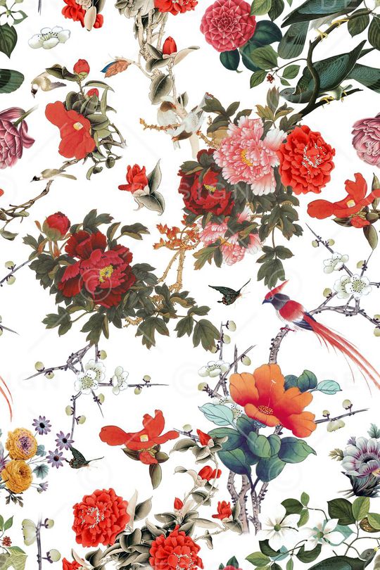 牡丹印花华亿平台图片