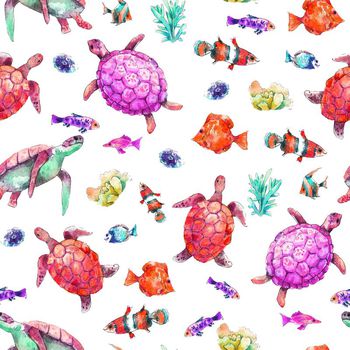 687736-海底世界鱼乌龟珊瑚小丑鱼白