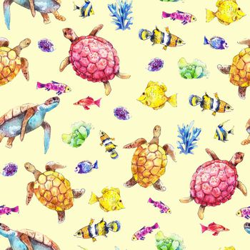 687737-海底世界鱼乌龟珊瑚小丑鱼黄