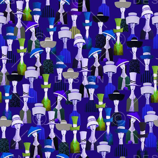 戴帽子的女人印花华亿平台图片