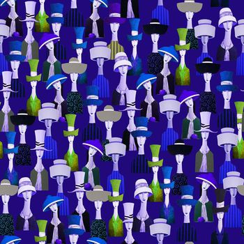 687761-戴帽子的女人蓝