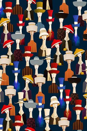 戴帽子的女人印花华亿平台图片