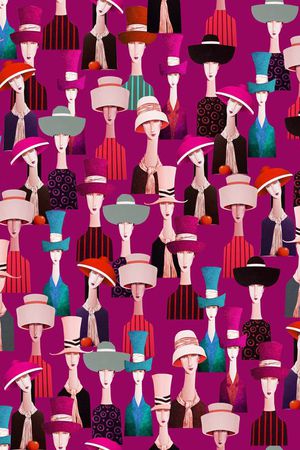 戴帽子的女人印花华亿平台图片