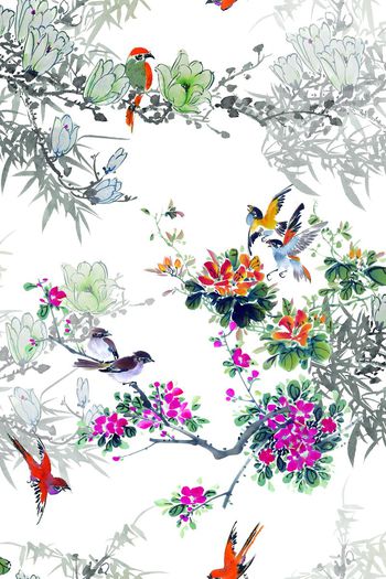 花鸟印花华亿平台图片