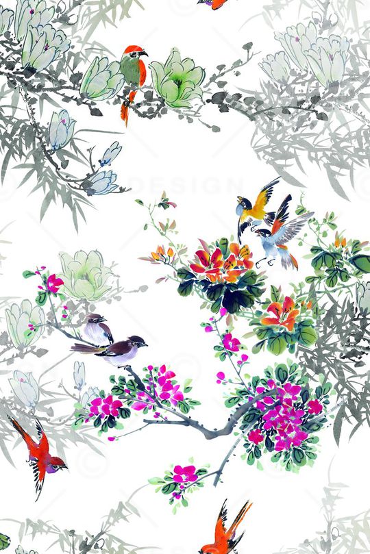 花鸟印花华亿平台图片