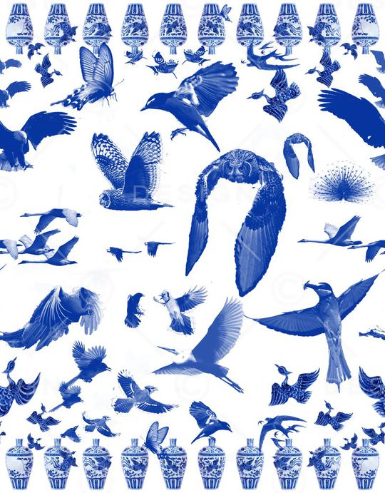 青花瓷印花华亿平台图片