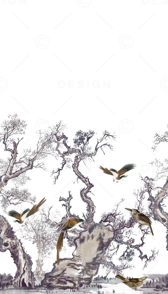 高端工笔画时尚男装花印花华亿平台图片