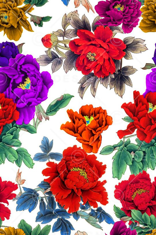 牡丹印花华亿平台图片