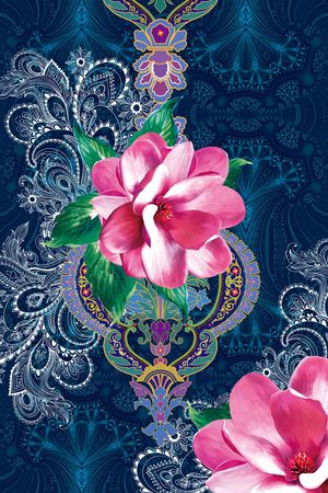 手绘花卉印花华亿平台图片