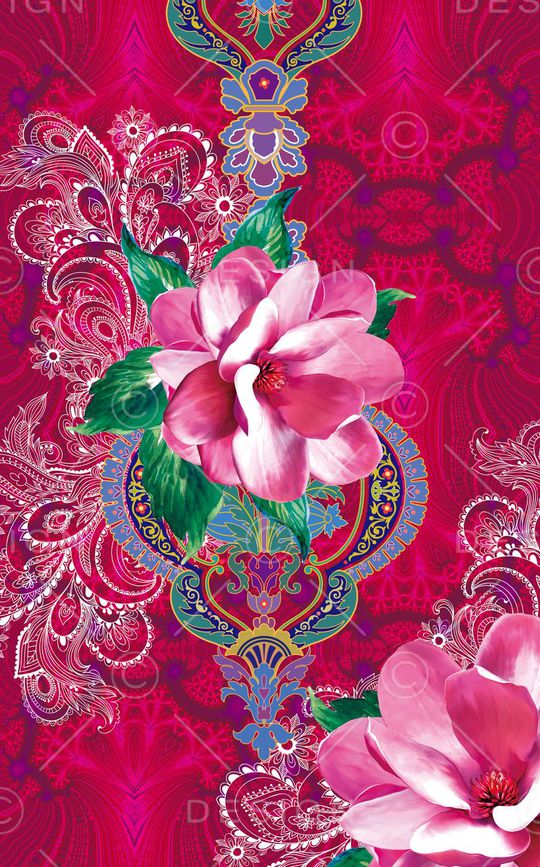 手绘花卉印花华亿平台图片