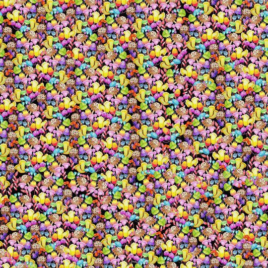 可爱密集小蘑菇印花华亿平台图片