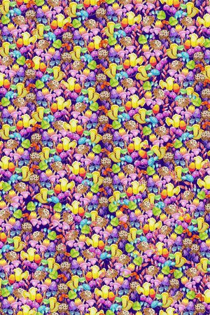 可爱密集小蘑菇印花华亿平台图片