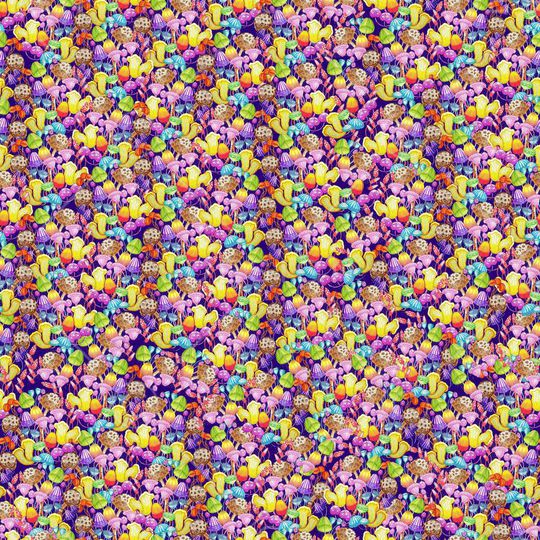 可爱密集小蘑菇印花华亿平台图片