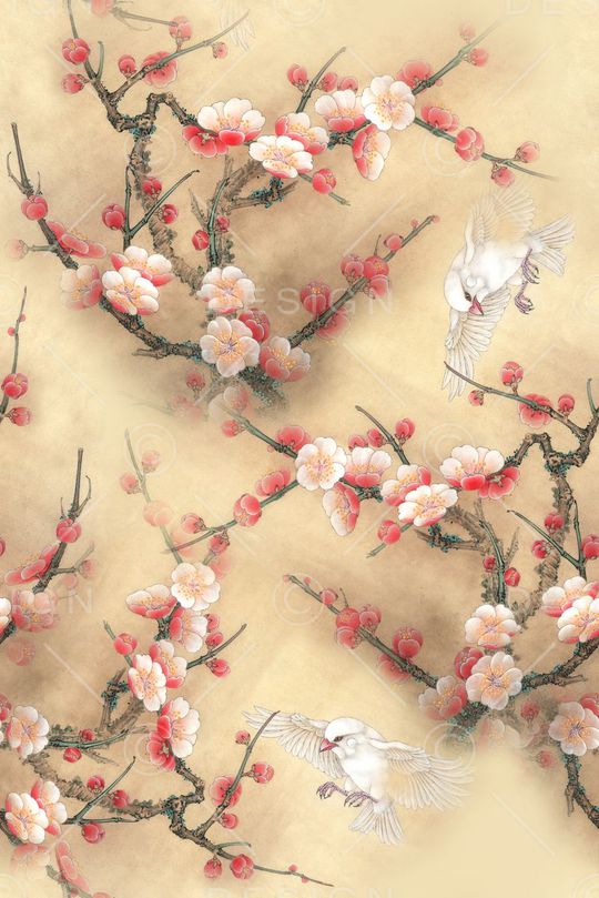 花鸟花朵印花华亿平台图片