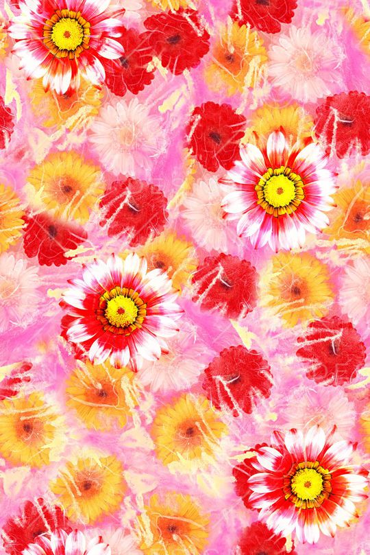 抽象手绘女装裙子花卉数码印花印花华亿平台图片