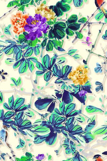 牡丹印花华亿平台图片