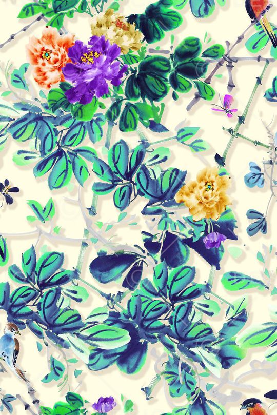 牡丹印花华亿平台图片