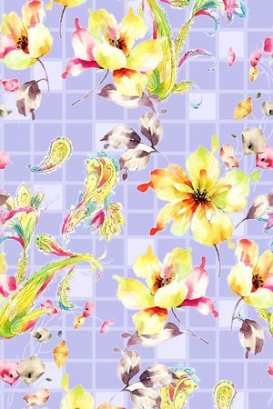 水彩花卉印花华亿平台图片