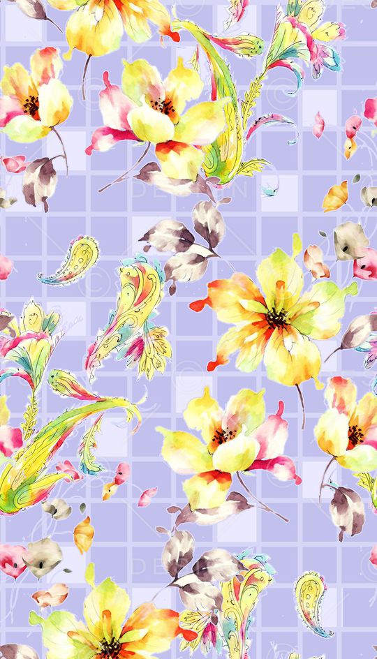 水彩花卉印花华亿平台图片