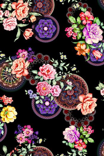 玫瑰花印花华亿平台图片