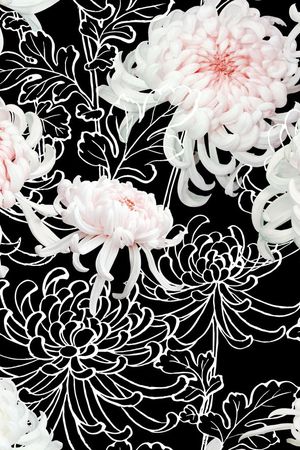 线描菊花印花华亿平台图片