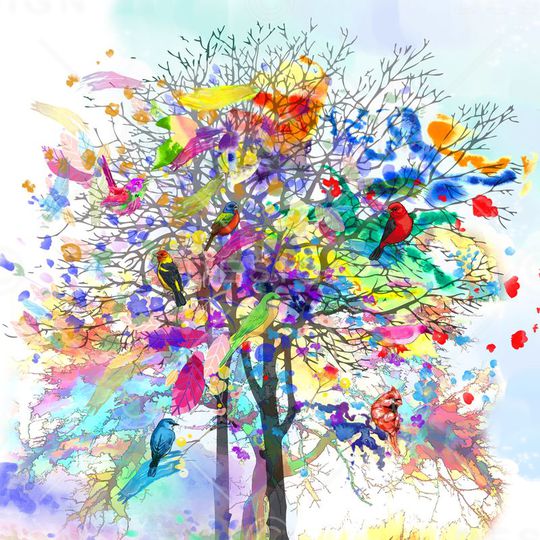 抽象彩色花纹印花华亿平台图片