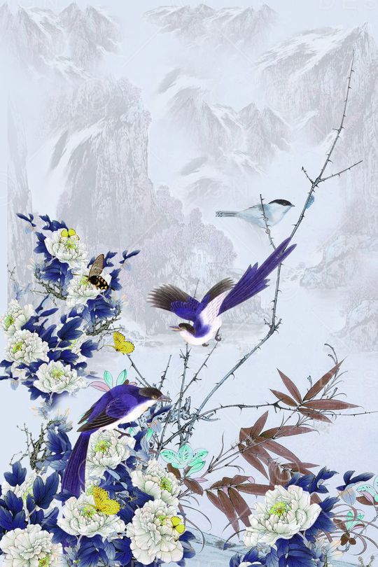 中国风定位花印花华亿平台图片