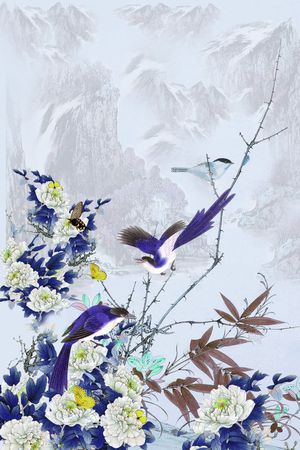 中国风定位花印花华亿平台图片