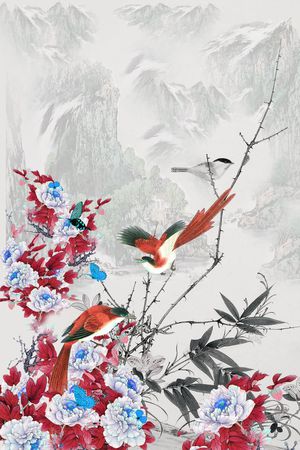 中国风定位花印花华亿平台图片