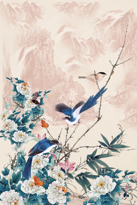 中国风定位花印花华亿平台图片