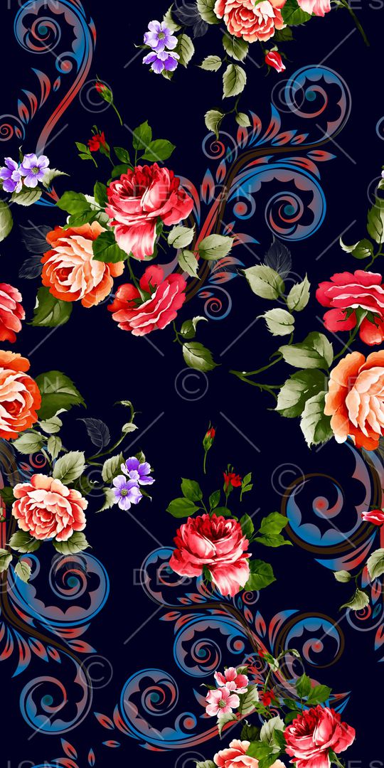 多彩花纹印花华亿平台图片