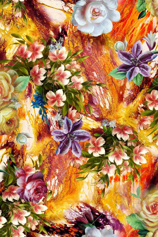 数码花卉印花华亿平台图片