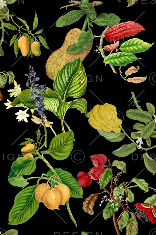 树枝水果印花华亿平台图片