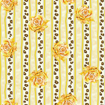 689324-花卉豹纹条纹黄