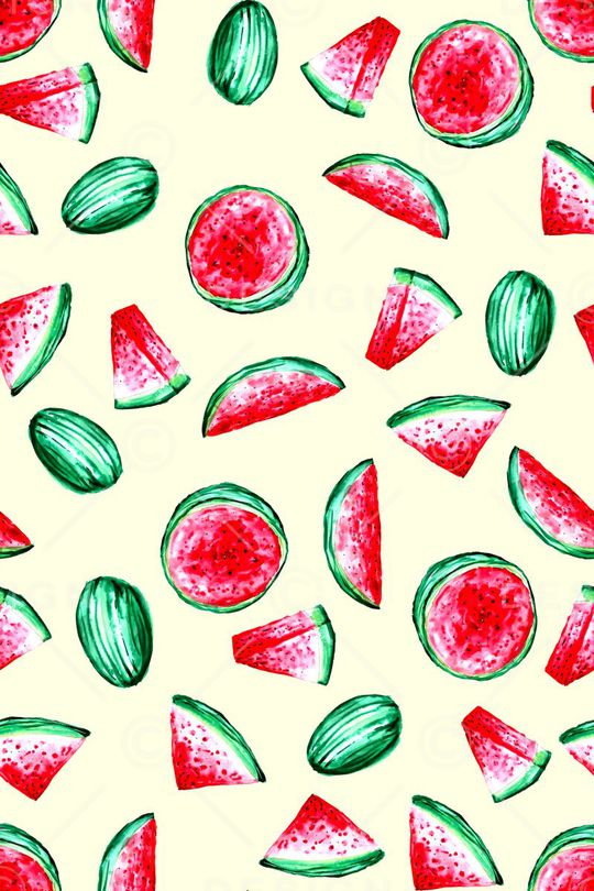 手绘西瓜印花华亿平台图片