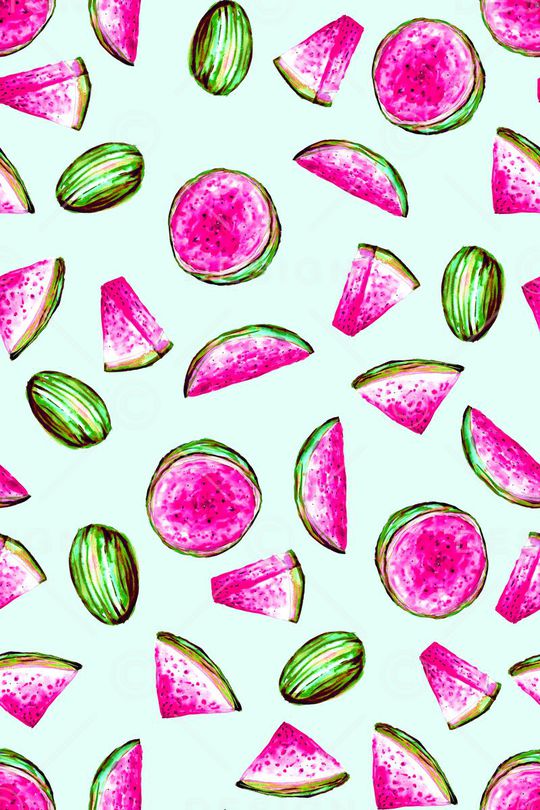 手绘西瓜印花华亿平台图片