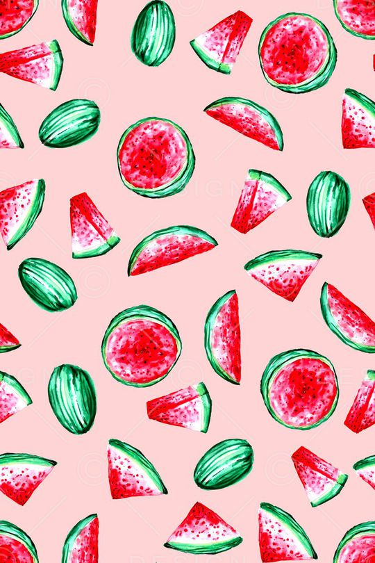 手绘西瓜印花华亿平台图片